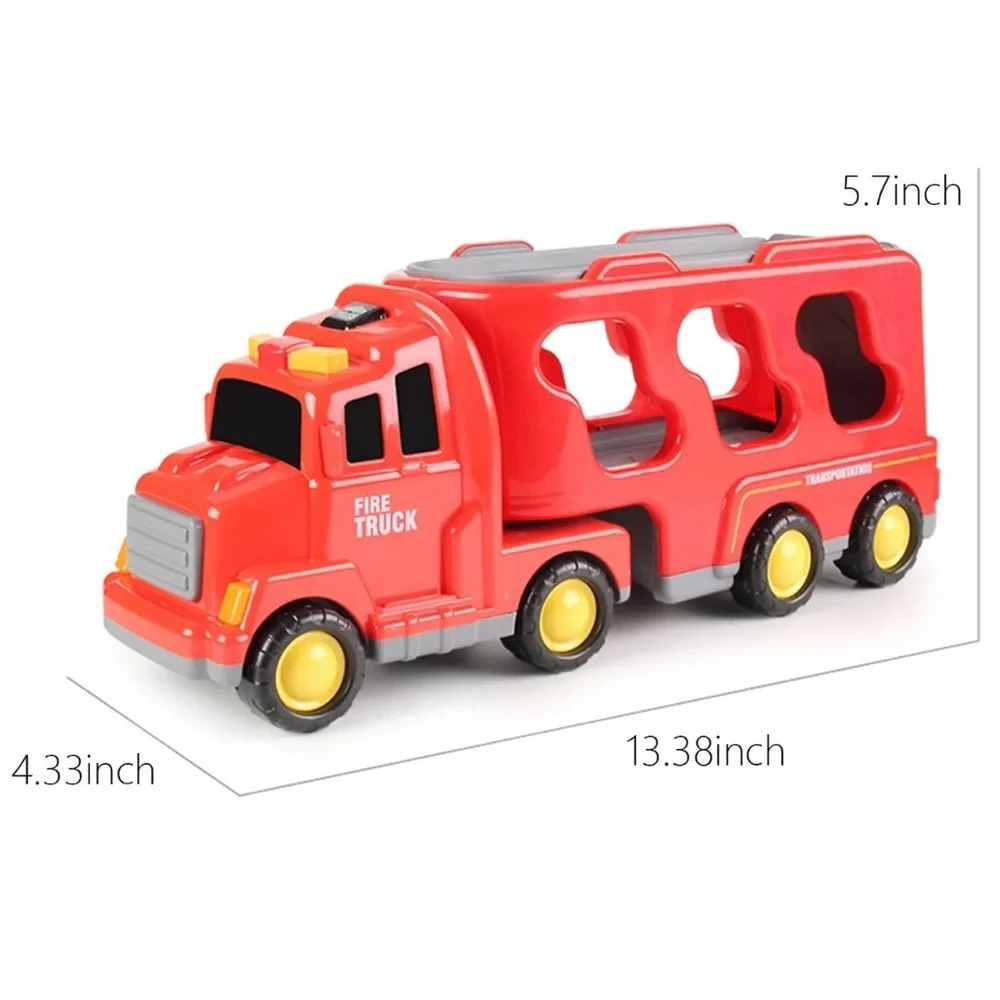 ✨BNWT - Fire Truck Car Model Lights & Music Transport Vehicle Container Car✨
